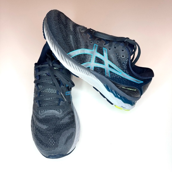 Asics Men’s Gel NIMBUS 23 Athletic Running Shoes Blue Gray Black Size- 7 - Picture 1 of 10
